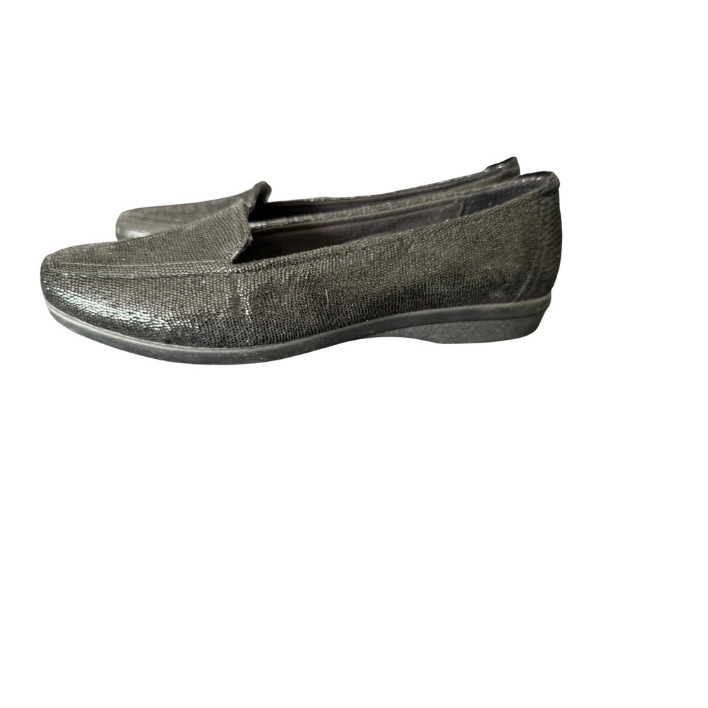 Clarks Collection Black Textured Leather Loafers Slip On Shoes 8.5W‎ 26104757
